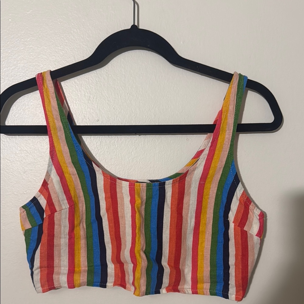 Aqua Multicolor Sleeveless Loose Crop Tank Top